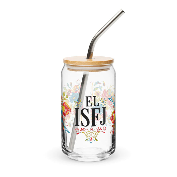 El Isfj Exclusive Art Piece Can-Shaped Glass Home Office Work Mexican Spanish Pride Gift Cup One-Of-A-Kind Calligraphy Glass | E5 Mexicada 16 oz With Lid & Straw