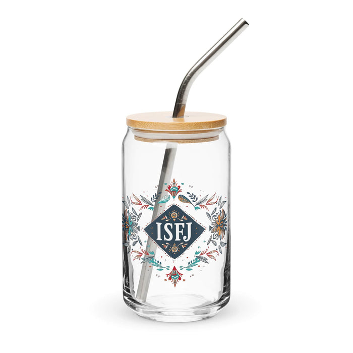 El Isfj Exclusive Art Piece Can-Shaped Glass Home Office Work Mexican Spanish Pride Gift Cup One-Of-A-Kind Calligraphy Glass | E12 Mexicada 16 oz With Lid & Straw