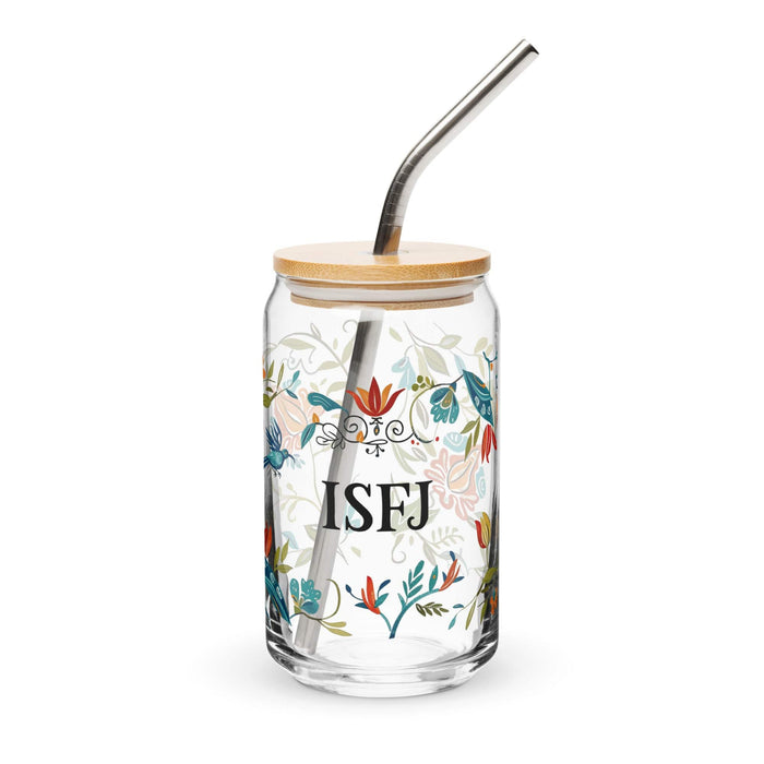 El Isfj Exclusive Art Piece Can-Shaped Glass Home Office Work Mexican Spanish Pride Gift Cup One-Of-A-Kind Calligraphy Glass | E13 Mexicada 16 oz With Lid & Straw