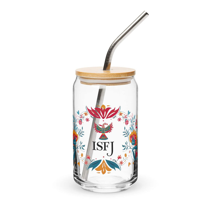 El Isfj Exclusive Art Piece Can-Shaped Glass Home Office Work Mexican Spanish Pride Gift Cup One-Of-A-Kind Calligraphy Glass | E16 Mexicada 16 oz With Lid & Straw