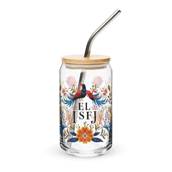 El Isfj Exclusive Art Piece Can-Shaped Glass Home Office Work Mexican Spanish Pride Gift Cup One-Of-A-Kind Calligraphy Glass | E22 Mexicada 16 oz With Lid & Straw