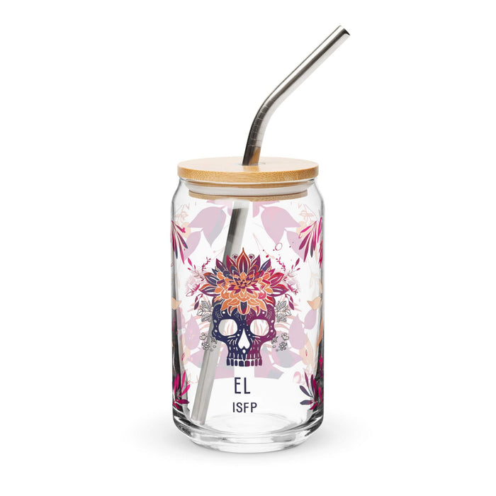 El Isfp Exclusive Art Piece Can-Shaped Glass Home Office Work Mexican Spanish Pride Gift Cup One-Of-A-Kind Calligraphy Glass | E1 Mexicada 16 oz With Lid & Straw