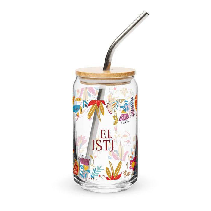 El Istj Exclusive Art Piece Can-Shaped Glass Home Office Work Mexican Spanish Pride Gift Cup One-Of-A-Kind Calligraphy Glass | E2 Mexicada 16 oz With Lid & Straw