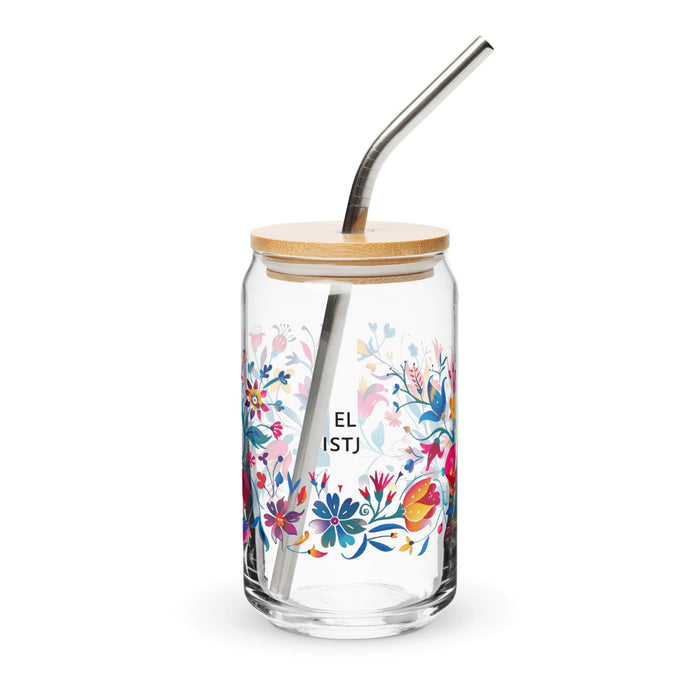 El Istj Exclusive Art Piece Can-Shaped Glass Home Office Work Mexican Spanish Pride Gift Cup One-Of-A-Kind Calligraphy Glass | E3 Mexicada 16 oz With Lid & Straw