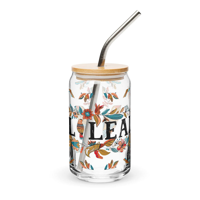 El Leal Exclusive Art Piece Can-Shaped Glass Home Office Work Mexican Spanish Pride Gift Cup One-Of-A-Kind Calligraphy Glass | E1 Mexicada 16 oz With Lid & Straw