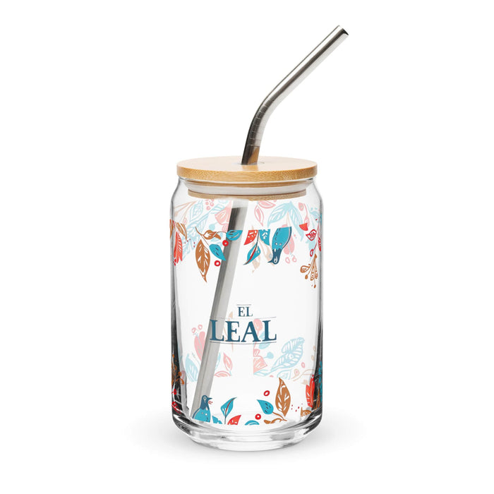 El Leal Exclusive Art Piece Can-Shaped Glass Home Office Work Mexican Spanish Pride Gift Cup One-Of-A-Kind Calligraphy Glass | E5 Mexicada 16 oz With Lid & Straw