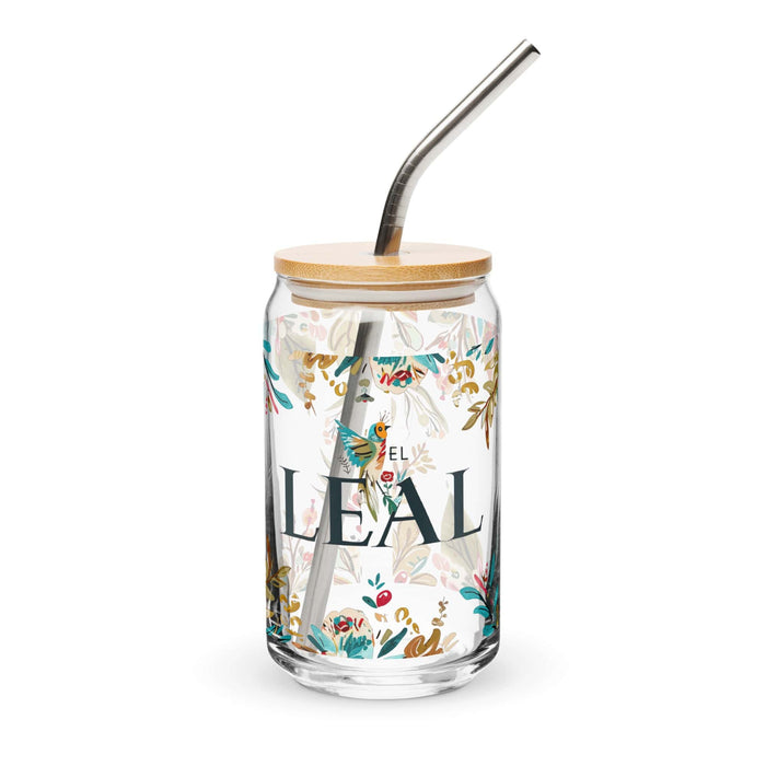 El Leal Exclusive Art Piece Can-Shaped Glass Home Office Work Mexican Spanish Pride Gift Cup One-Of-A-Kind Calligraphy Glass | E25 Mexicada 16 oz With Lid & Straw