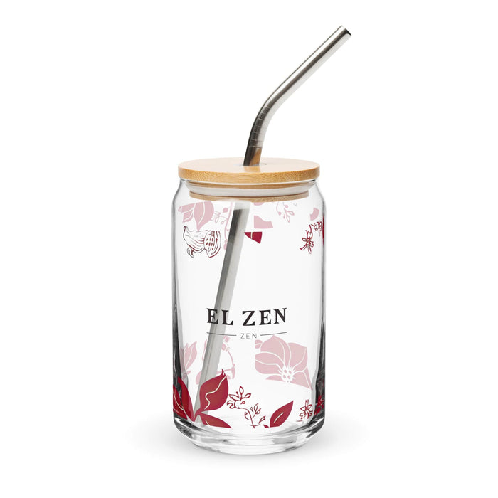 El Zen Exclusive Art Piece Can-Shaped Glass Home Office Work Mexican Spanish Pride Gift Cup One-Of-A-Kind Calligraphy Glass | E10 Mexicada 16 oz With Lid & Straw