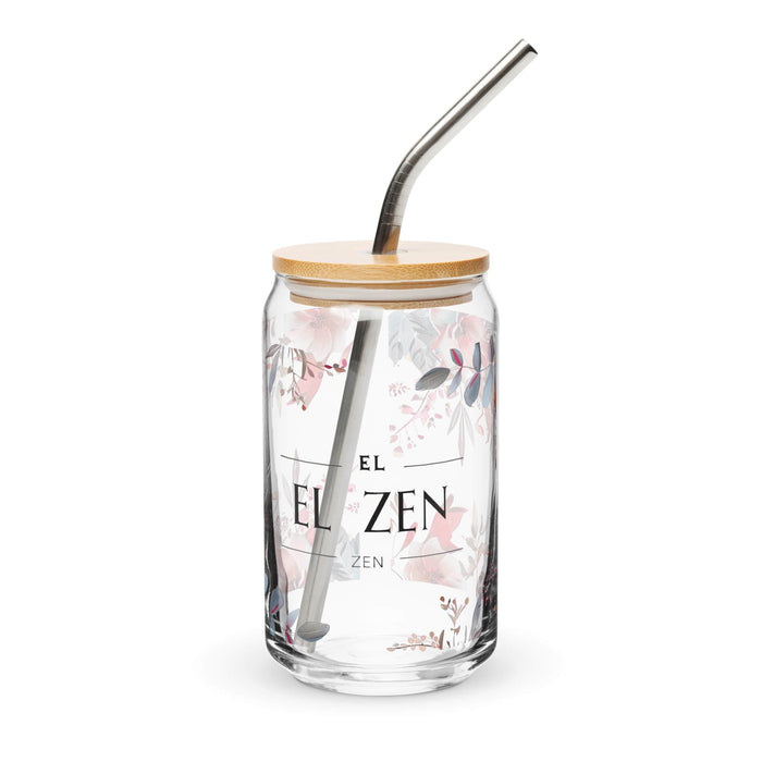 El Zen Exclusive Art Piece Can-Shaped Glass Home Office Work Mexican Spanish Pride Gift Cup One-Of-A-Kind Calligraphy Glass | E13 Mexicada 16 oz With Lid & Straw