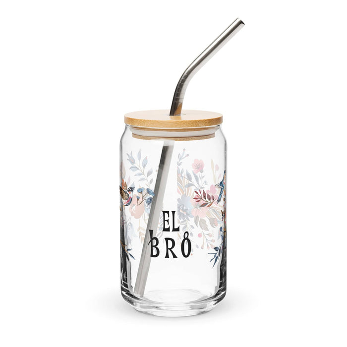 El Bro Exclusive Art Piece Can-Shaped Glass Home Office Work Mexican Spanish Pride Gift Cup One-Of-A-Kind Calligraphy Glass | E1 Mexicada 16 oz With Lid & Straw