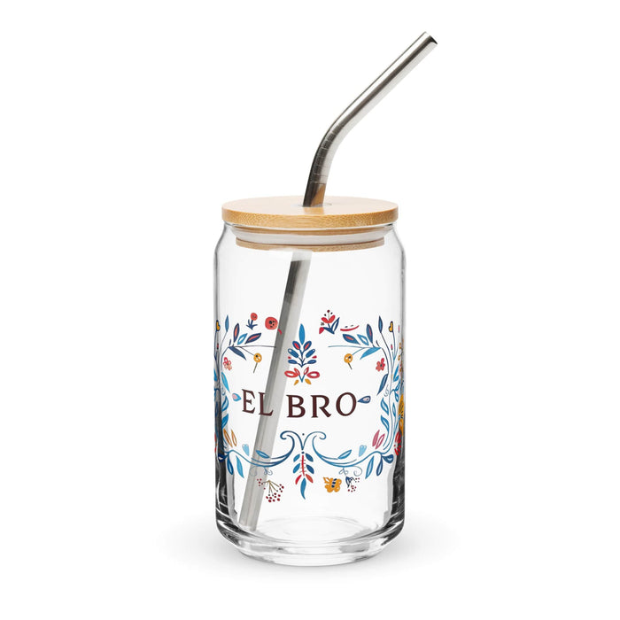 El Bro Exclusive Art Piece Can-Shaped Glass Home Office Work Mexican Spanish Pride Gift Cup One-Of-A-Kind Calligraphy Glass | E18 Mexicada 16 oz With Lid & Straw