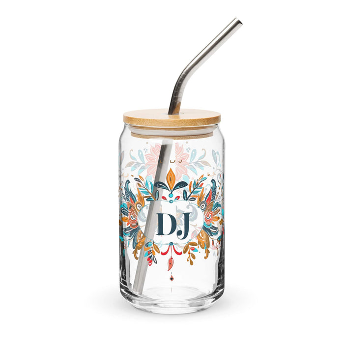 El Dj Exclusive Art Piece Can-Shaped Glass Home Office Work Mexican Spanish Pride Gift Cup One-Of-A-Kind Calligraphy Glass | E2 Mexicada 16 oz With Lid & Straw