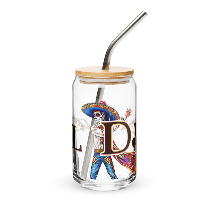 El Dj Exclusive Art Piece Can-Shaped Glass Home Office Work Mexican Spanish Pride Gift Cup One-Of-A-Kind Calligraphy Glass | E7 Mexicada 16 oz With Lid & Straw