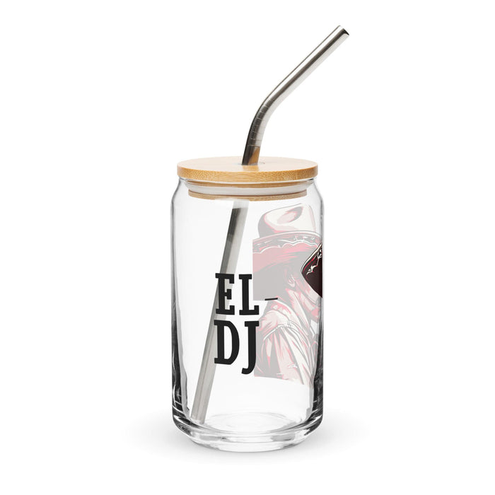 El Dj Exclusive Art Piece Can-Shaped Glass Home Office Work Mexican Spanish Pride Gift Cup One-Of-A-Kind Calligraphy Glass | E11 Mexicada 16 oz With Lid & Straw