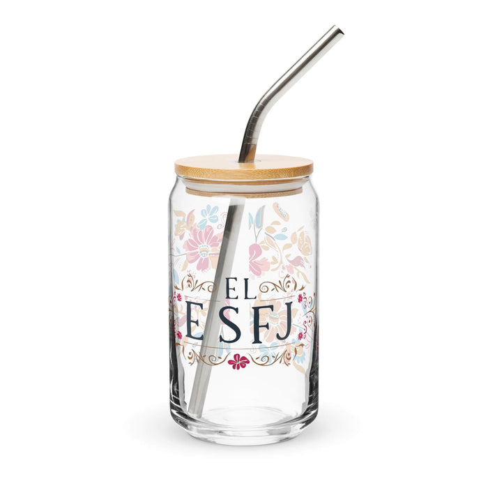 El Esfj Exclusive Art Piece Can-Shaped Glass Home Office Work Mexican Spanish Pride Gift Cup One-Of-A-Kind Calligraphy Glass | E12 Mexicada 16 oz With Lid & Straw