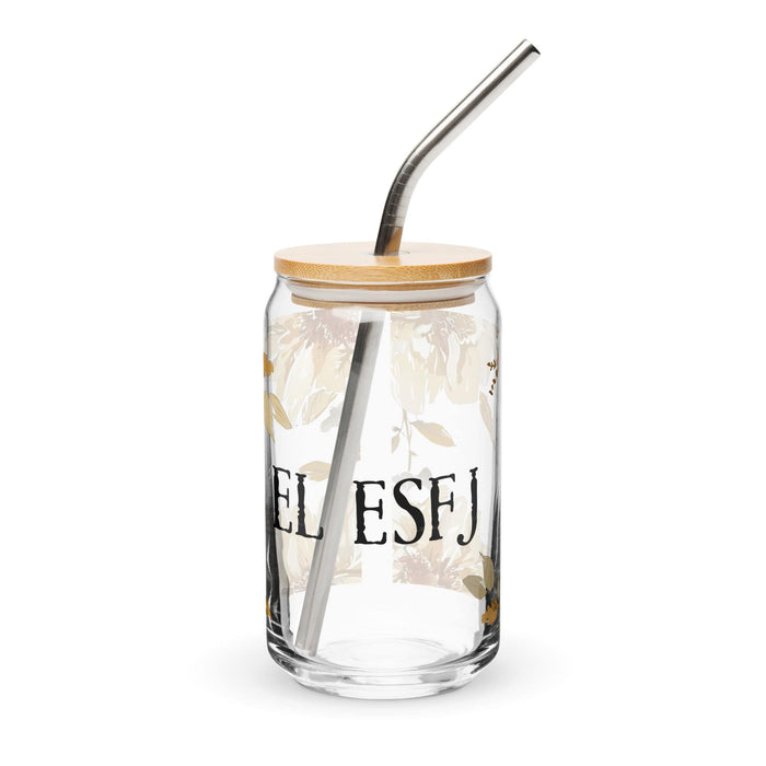 El Esfj Exclusive Art Piece Can-Shaped Glass Home Office Work Mexican Spanish Pride Gift Cup One-Of-A-Kind Calligraphy Glass | E16 Mexicada 16 oz With Lid & Straw