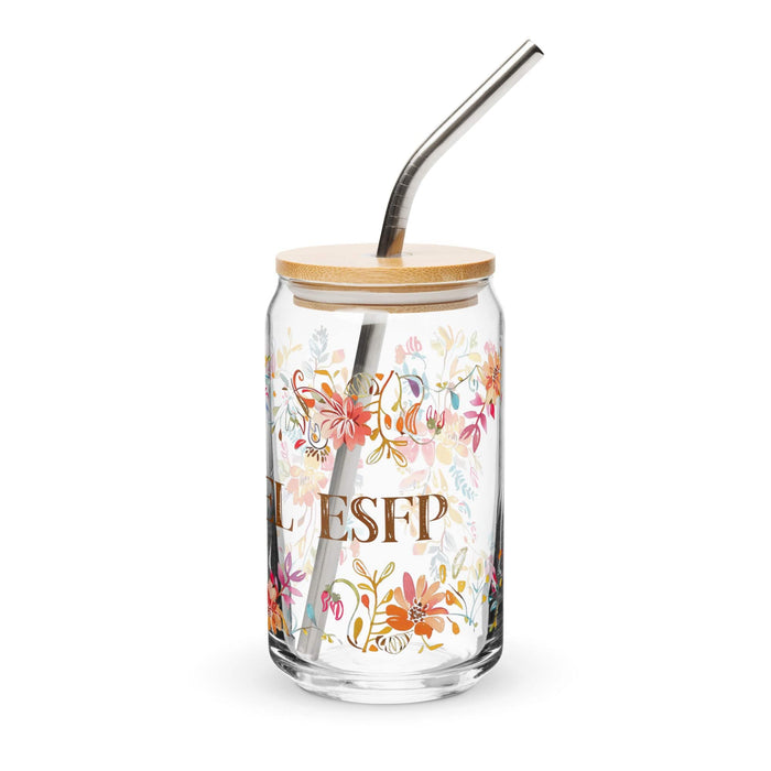 El Esfp Exclusive Art Piece Can-Shaped Glass Home Office Work Mexican Spanish Pride Gift Cup One-Of-A-Kind Calligraphy Glass | E2 Mexicada 16 oz With Lid & Straw