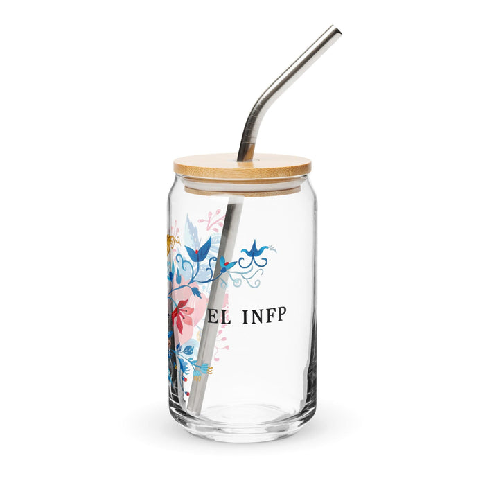 El Infp Exclusive Art Piece Can-Shaped Glass Home Office Work Mexican Spanish Pride Gift Cup One-Of-A-Kind Calligraphy Glass | E11 Mexicada 16 oz With Lid & Straw