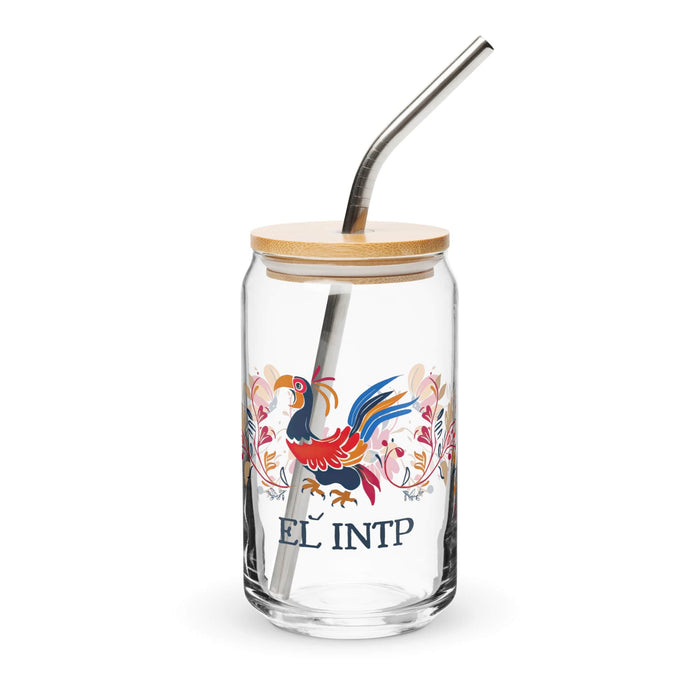 El Intp Exclusive Art Piece Can-Shaped Glass Home Office Work Mexican Spanish Pride Gift Cup One-Of-A-Kind Calligraphy Glass | E1 Mexicada 16 oz With Lid & Straw