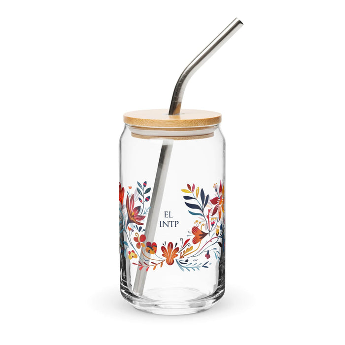 El Intp Exclusive Art Piece Can-Shaped Glass Home Office Work Mexican Spanish Pride Gift Cup One-Of-A-Kind Calligraphy Glass | E7 Mexicada 16 oz With Lid & Straw