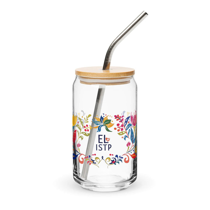 El Istp Exclusive Art Piece Can-Shaped Glass Home Office Work Mexican Spanish Pride Gift Cup One-Of-A-Kind Calligraphy Glass | E4 Mexicada 16 oz With Lid & Straw