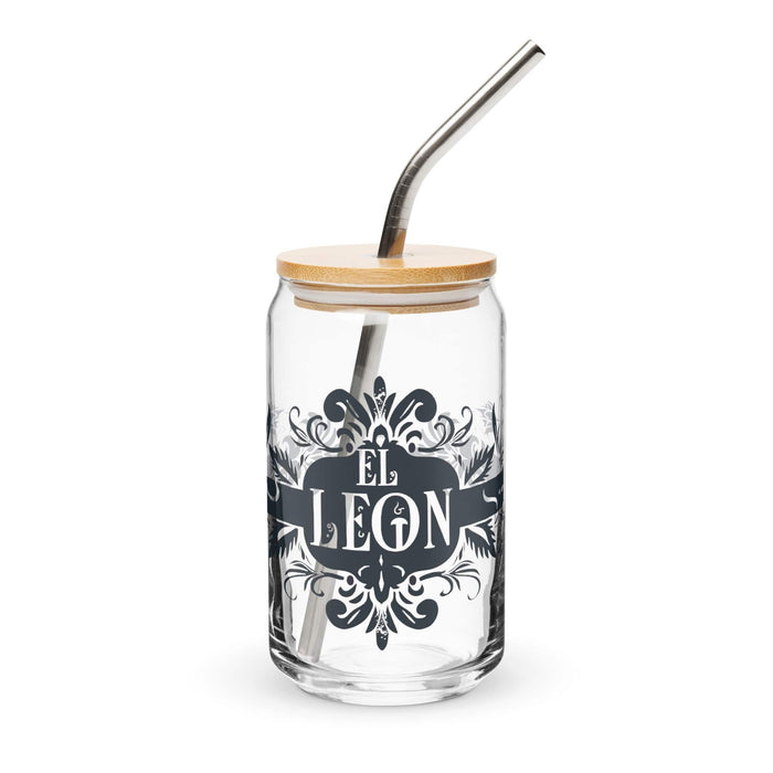 El León Exclusive Art Piece Can-Shaped Glass Home Office Work Mexican Spanish Pride Gift Cup One-Of-A-Kind Calligraphy Glass | E11 Mexicada 16 oz With Lid & Straw