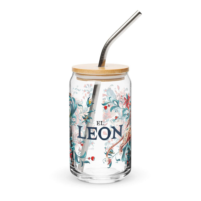 El León Exclusive Art Piece Can-Shaped Glass Home Office Work Mexican Spanish Pride Gift Cup One-Of-A-Kind Calligraphy Glass | E12 Mexicada 16 oz With Lid & Straw