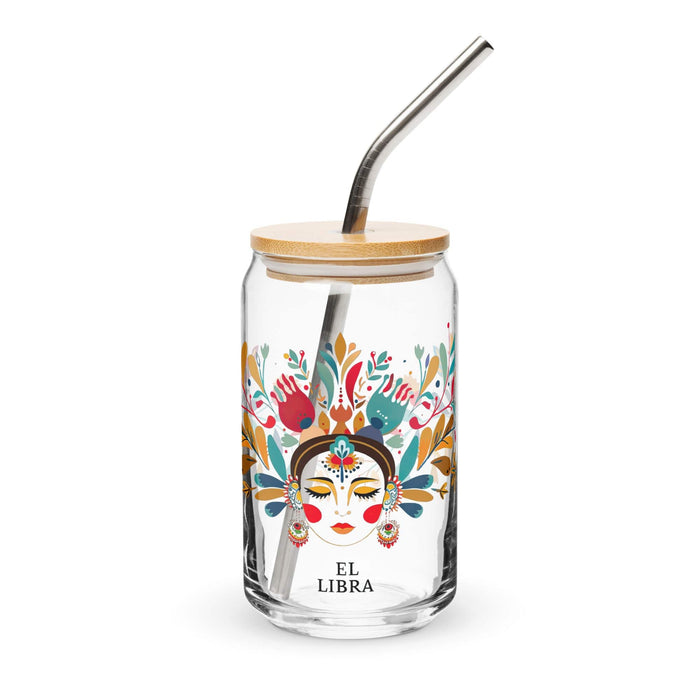 El Libra Exclusive Art Piece Can-Shaped Glass Home Office Work Mexican Spanish Pride Gift Cup One-Of-A-Kind Calligraphy Glass | E1 Mexicada 16 oz With Lid & Straw