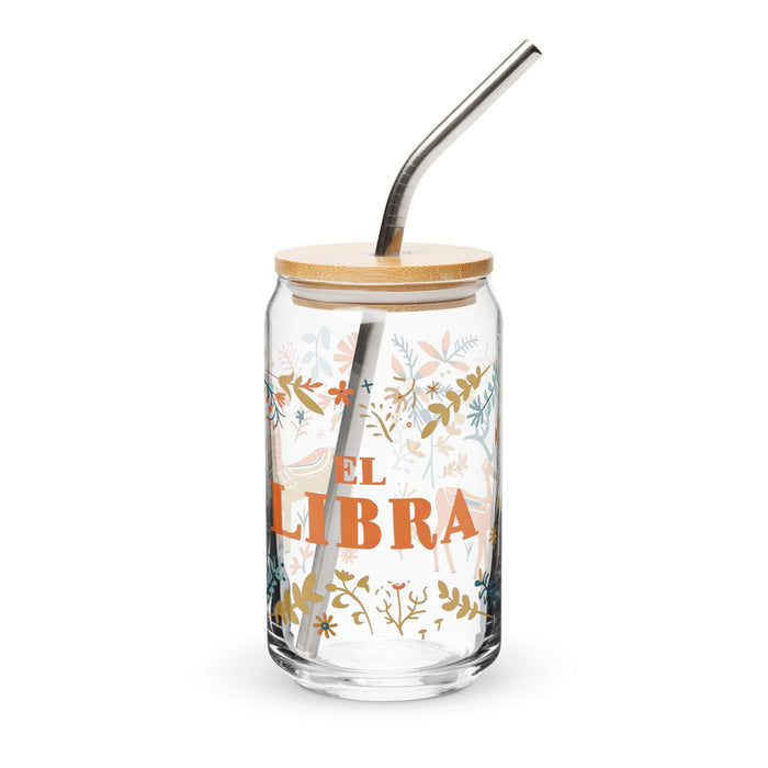 El Libra Exclusive Art Piece Can-Shaped Glass Home Office Work Mexican Spanish Pride Gift Cup One-Of-A-Kind Calligraphy Glass | E3 Mexicada 16 oz With Lid & Straw