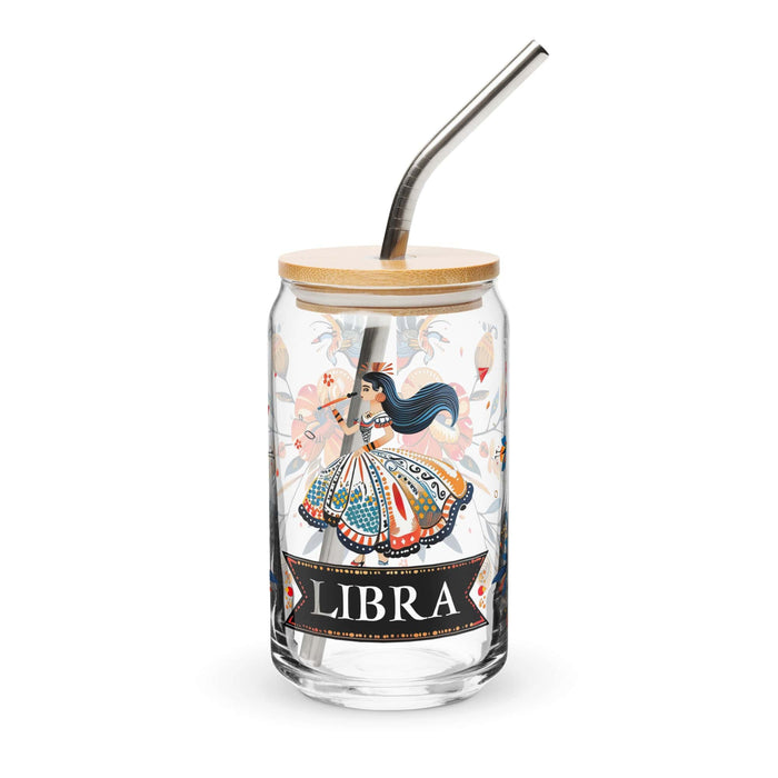 El Libra Exclusive Art Piece Can-Shaped Glass Home Office Work Mexican Spanish Pride Gift Cup One-Of-A-Kind Calligraphy Glass | E10 Mexicada 16 oz With Lid & Straw