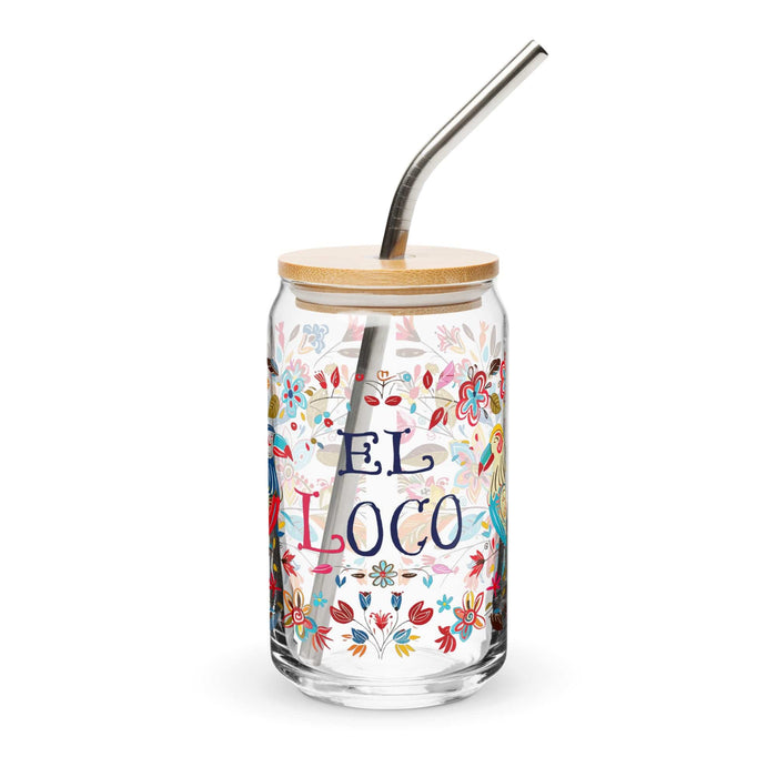 El Loco Exclusive Art Piece Can-Shaped Glass Home Office Work Mexican Spanish Pride Gift Cup One-Of-A-Kind Calligraphy Glass | E2 Mexicada 16 oz With Lid & Straw