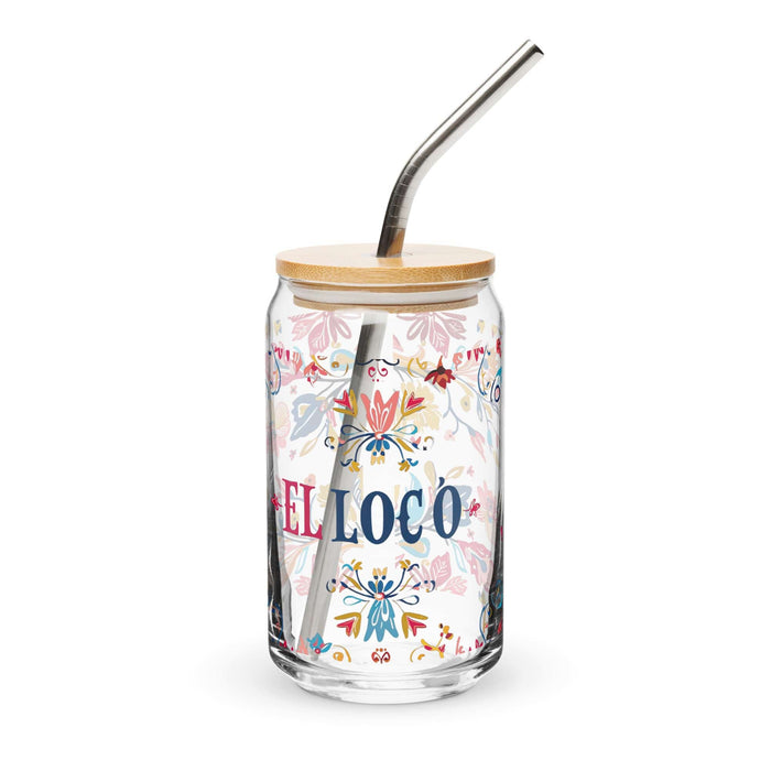 El Loco Exclusive Art Piece Can-Shaped Glass Home Office Work Mexican Spanish Pride Gift Cup One-Of-A-Kind Calligraphy Glass | E8 Mexicada 16 oz With Lid & Straw