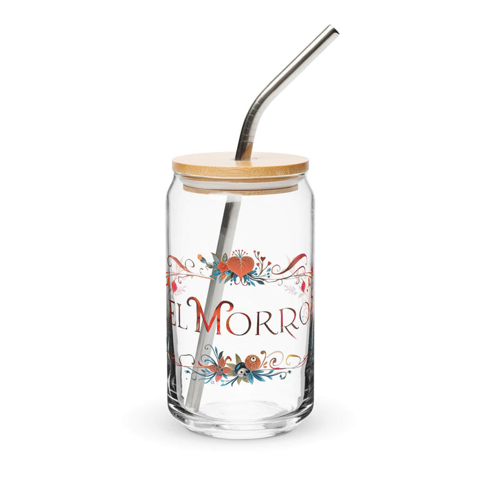 El Morro Exclusive Art Piece Can-Shaped Glass Home Office Work Mexican Spanish Pride Gift Cup One-Of-A-Kind Calligraphy Glass | E8 Mexicada 16 oz With Lid & Straw