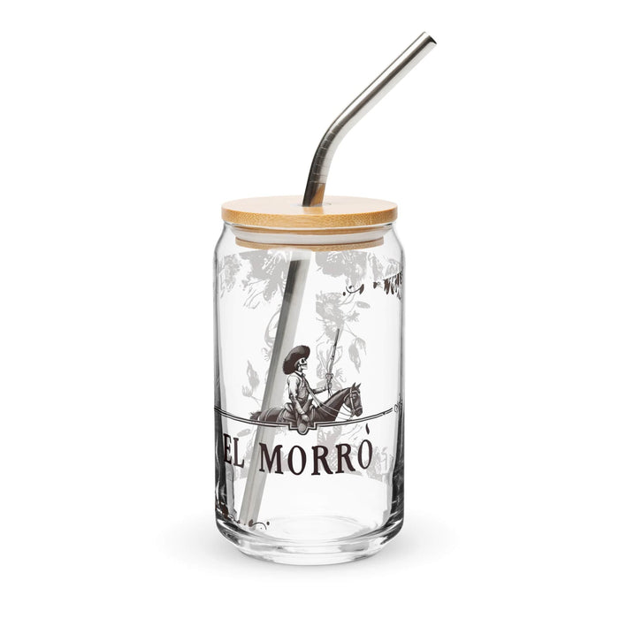 El Morro Exclusive Art Piece Can-Shaped Glass Home Office Work Mexican Spanish Pride Gift Cup One-Of-A-Kind Calligraphy Glass | E14 Mexicada 16 oz With Lid & Straw