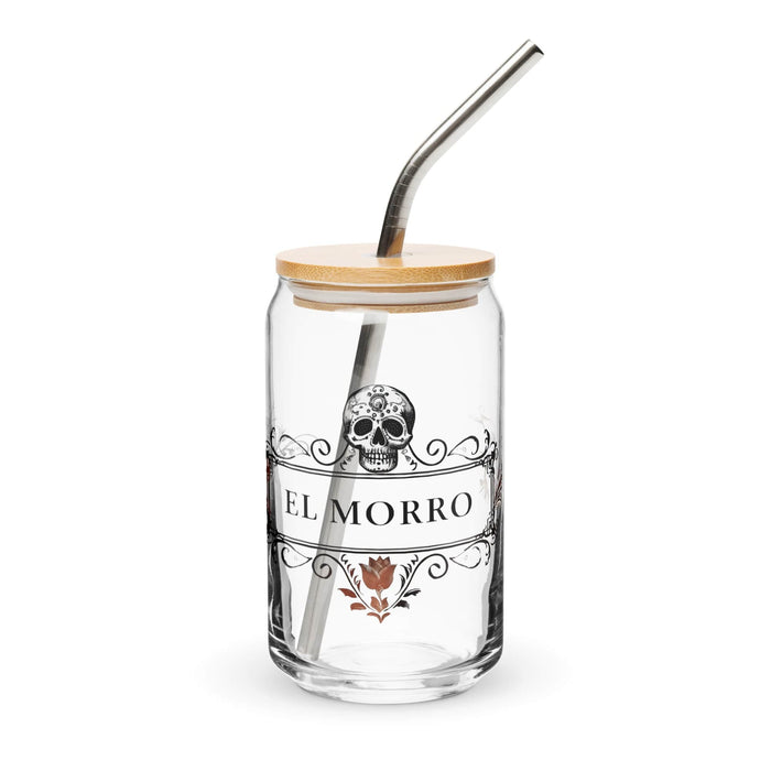 El Morro Exclusive Art Piece Can-Shaped Glass Home Office Work Mexican Spanish Pride Gift Cup One-Of-A-Kind Calligraphy Glass | E15 Mexicada 16 oz With Lid & Straw