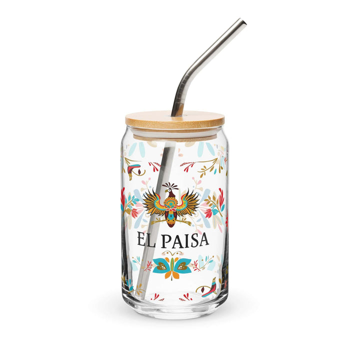 El Paisa Exclusive Art Piece Can-Shaped Glass Home Office Work Mexican Spanish Pride Gift Cup One-Of-A-Kind Calligraphy Glass | E1 Mexicada 16 oz With Lid & Straw