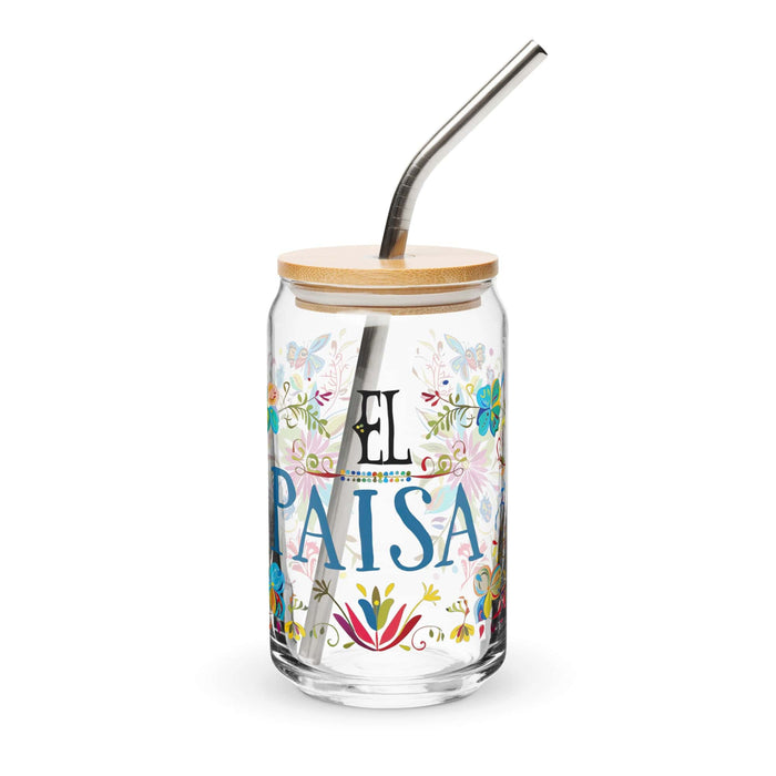 El Paisa Exclusive Art Piece Can-Shaped Glass Home Office Work Mexican Spanish Pride Gift Cup One-Of-A-Kind Calligraphy Glass | E9 Mexicada 16 oz With Lid & Straw