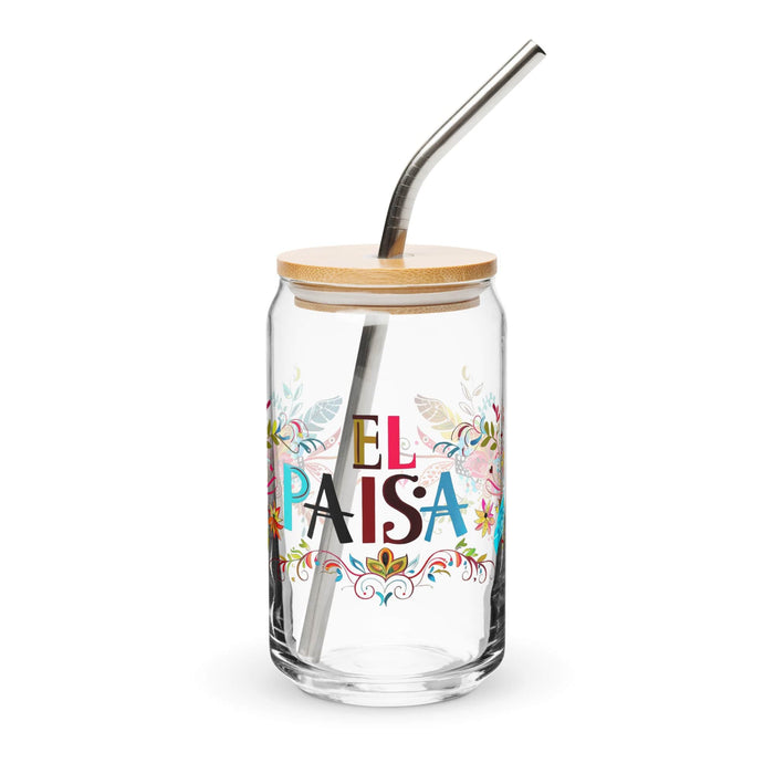 El Paisa Exclusive Art Piece Can-Shaped Glass Home Office Work Mexican Spanish Pride Gift Cup One-Of-A-Kind Calligraphy Glass | E13 Mexicada 16 oz With Lid & Straw