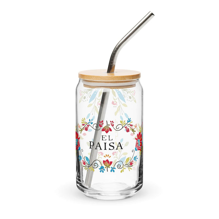 El Paisa Exclusive Art Piece Can-Shaped Glass Home Office Work Mexican Spanish Pride Gift Cup One-Of-A-Kind Calligraphy Glass | E16 Mexicada 16 oz With Lid & Straw