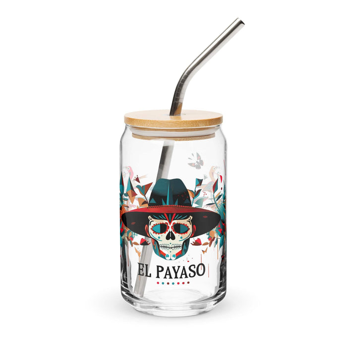 El Payaso Exclusive Art Piece Can-Shaped Glass Home Office Work Mexican Spanish Pride Gift Cup One-Of-A-Kind Calligraphy Glass | E3 Mexicada 16 oz With Lid & Straw