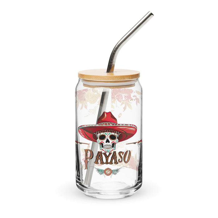 El Payaso Exclusive Art Piece Can-Shaped Glass Home Office Work Mexican Spanish Pride Gift Cup One-Of-A-Kind Calligraphy Glass | E5 Mexicada 16 oz With Lid & Straw