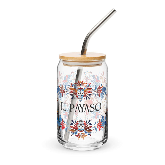 El Payaso Exclusive Art Piece Can-Shaped Glass Home Office Work Mexican Spanish Pride Gift Cup One-Of-A-Kind Calligraphy Glass | E13 Mexicada 16 oz With Lid & Straw