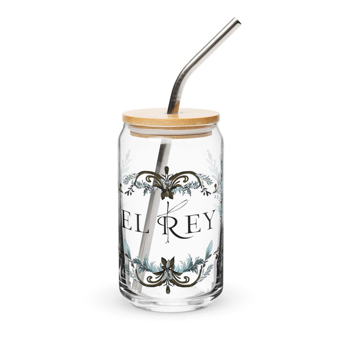 El Rey Exclusive Art Piece Can-Shaped Glass Home Office Work Mexican Spanish Pride Gift Cup One-Of-A-Kind Calligraphy Glass | E2 Mexicada 16 oz With Lid & Straw