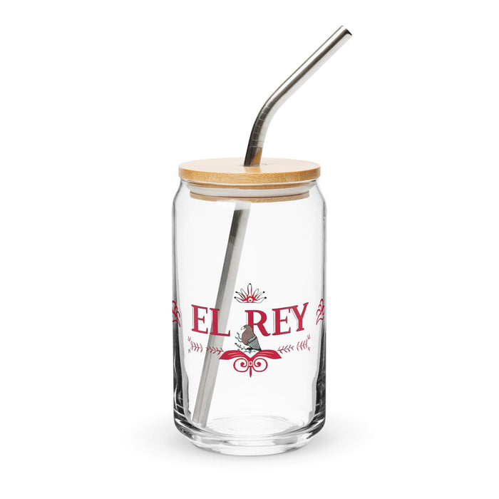 El Rey Exclusive Art Piece Can-Shaped Glass Home Office Work Mexican Spanish Pride Gift Cup One-Of-A-Kind Calligraphy Glass | E4 Mexicada 16 oz With Lid & Straw