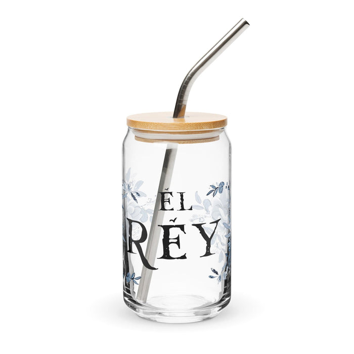 El Rey Exclusive Art Piece Can-Shaped Glass Home Office Work Mexican Spanish Pride Gift Cup One-Of-A-Kind Calligraphy Glass | E8 Mexicada 16 oz With Lid & Straw