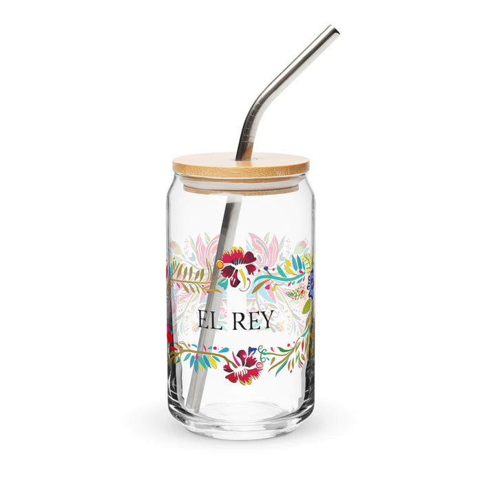 El Rey Exclusive Art Piece Can-Shaped Glass Home Office Work Mexican Spanish Pride Gift Cup One-Of-A-Kind Calligraphy Glass | E10 Mexicada 16 oz With Lid & Straw