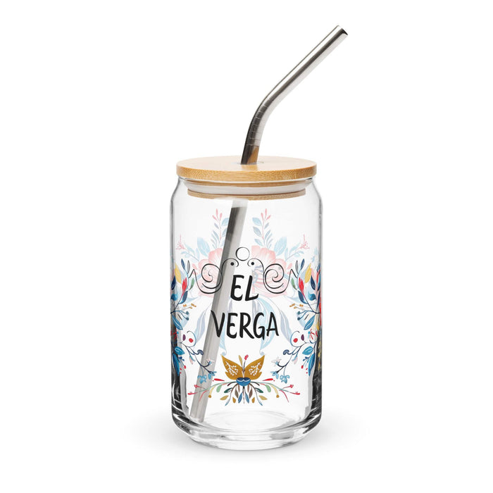 El Verga Exclusive Art Piece Can-Shaped Glass Home Office Work Mexican Spanish Pride Gift Cup One-Of-A-Kind Calligraphy Glass | E13 Mexicada 16 oz With Lid & Straw