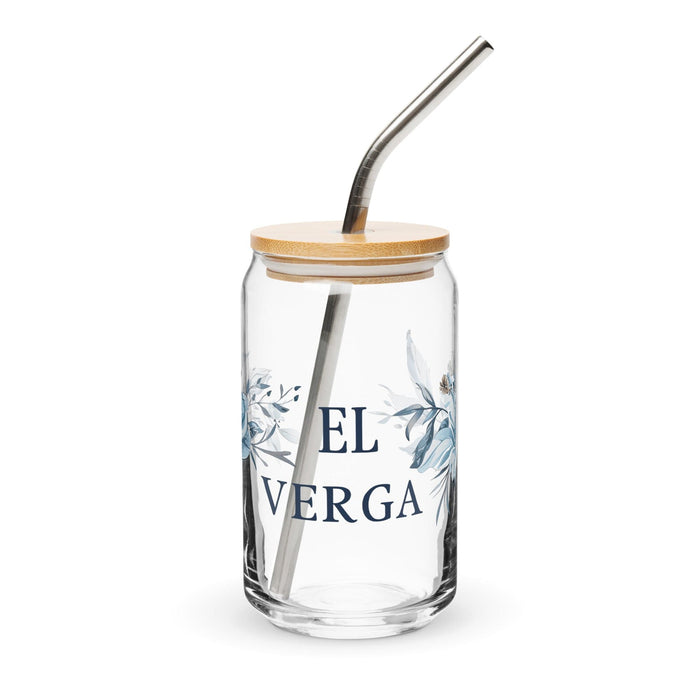 El Verga Exclusive Art Piece Can-Shaped Glass Home Office Work Mexican Spanish Pride Gift Cup One-Of-A-Kind Calligraphy Glass | E15 Mexicada 16 oz With Lid & Straw