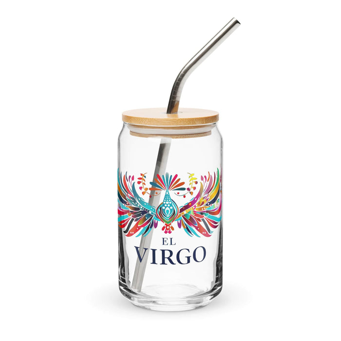 El Virgo Exclusive Art Piece Can-Shaped Glass Home Office Work Mexican Spanish Pride Gift Cup One-Of-A-Kind Calligraphy Glass | E4 Mexicada 16 oz With Lid & Straw