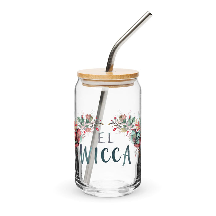 El Wicca Exclusive Art Piece Can-Shaped Glass Home Office Work Mexican Spanish Pride Gift Cup One-Of-A-Kind Calligraphy Glass | E7 Mexicada 16 oz With Lid & Straw